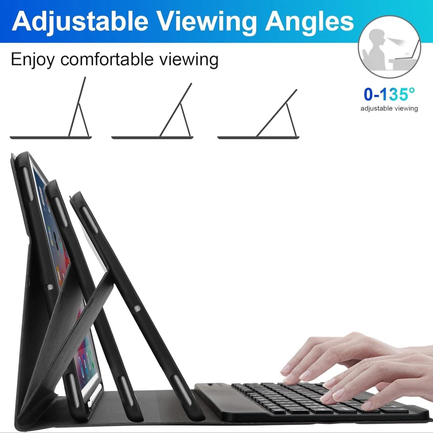 Tablet Keyboard with Pencil Holder, Portable Rechargeable Keyboard, 1 Count Detachable Keyboard Protective Cover with Mouse, Anti-fouling & Scratch Protective Keyboard Case for iPad 10th Gen