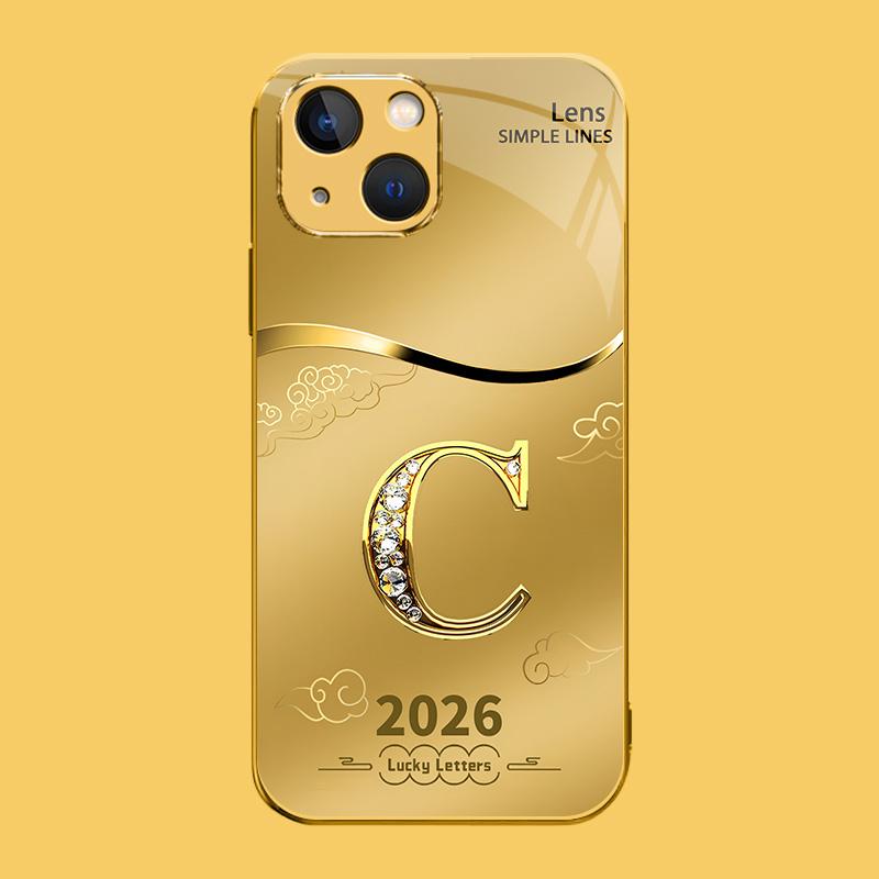 Suitable for [iPhone 13] high-end phone case🤩，choose from 26 letters of the English alphabet, each with an exquisite auspicious cloud pattern to bring you good luck YM99