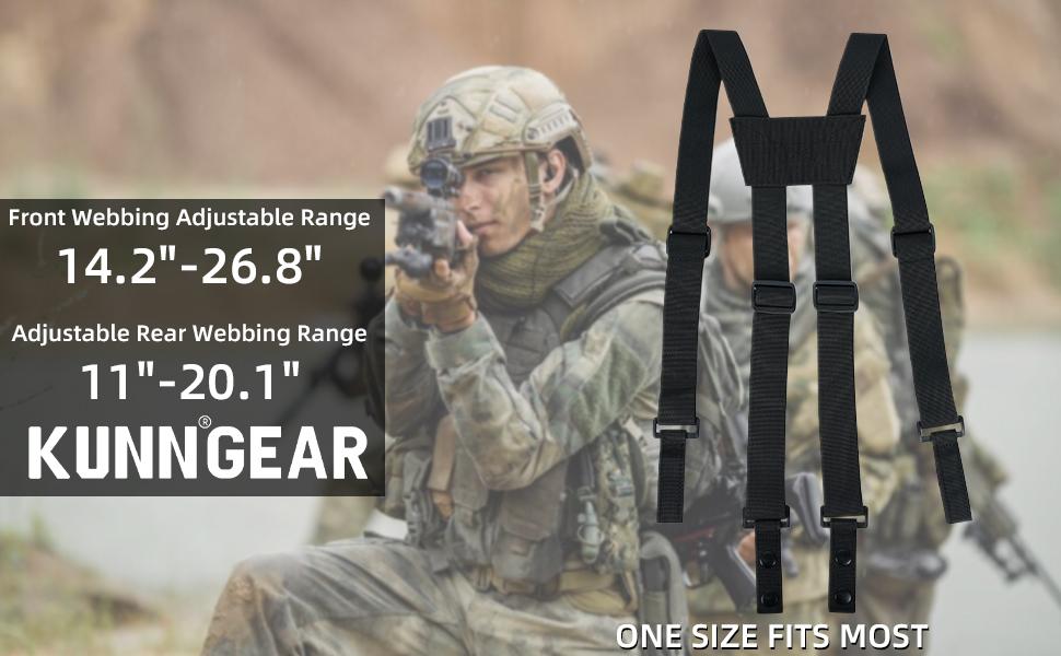 KUNN Suspenders Police Duty Belt Harness for Men,1.5 Inch Tool Belt with 4 Loop Attachments,Black