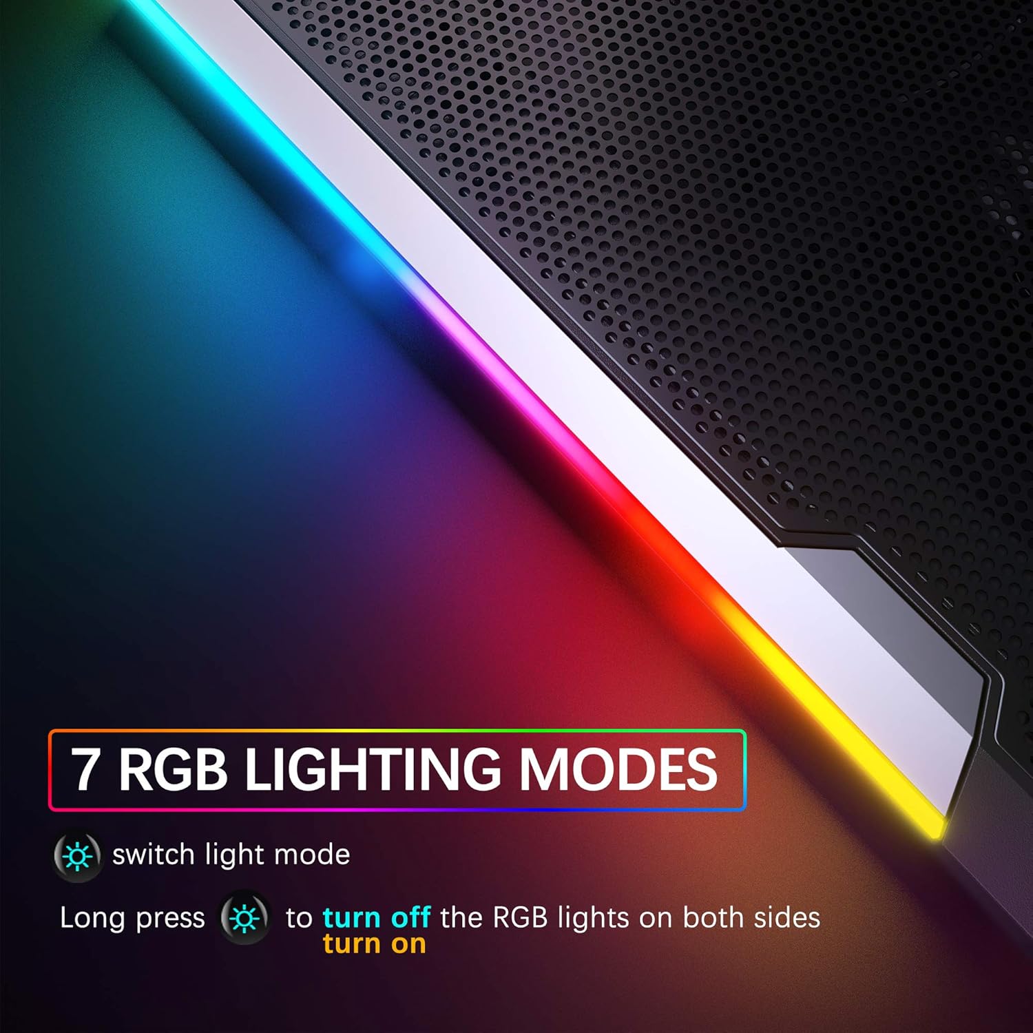C11 Laptop Cooling Pad RGB Gaming Notebook Cooler, Laptop Fan Stand Adjustable Height with 6 Quiet Fans and Phone Holder,  Chill Mat, for 15.6-17.3 Inch Laptops - Blue LED Light