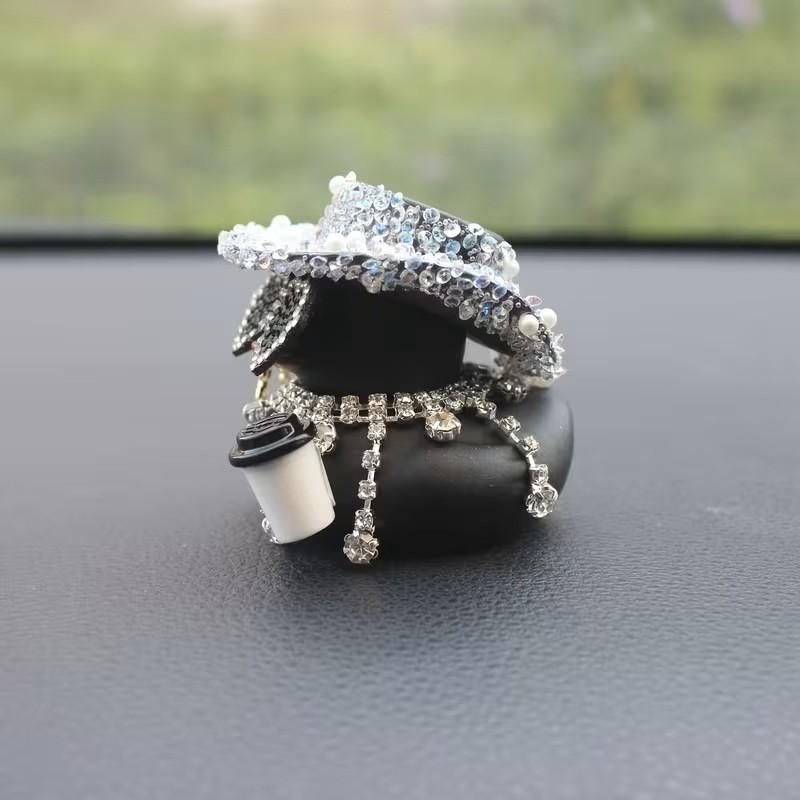 Duck Shiny Hat Champagne Bottle Design Car Decor, Car Interior Decoration, Motorcycle Bicycle Decor, Holiday Gift