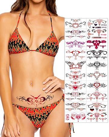 Black Butterfly Temporary Tattoos 12 Sheets Floral and Celestial Designs Waterproof Fake Tattoos Body Art Stickers for Women(Black butterfly-12C）