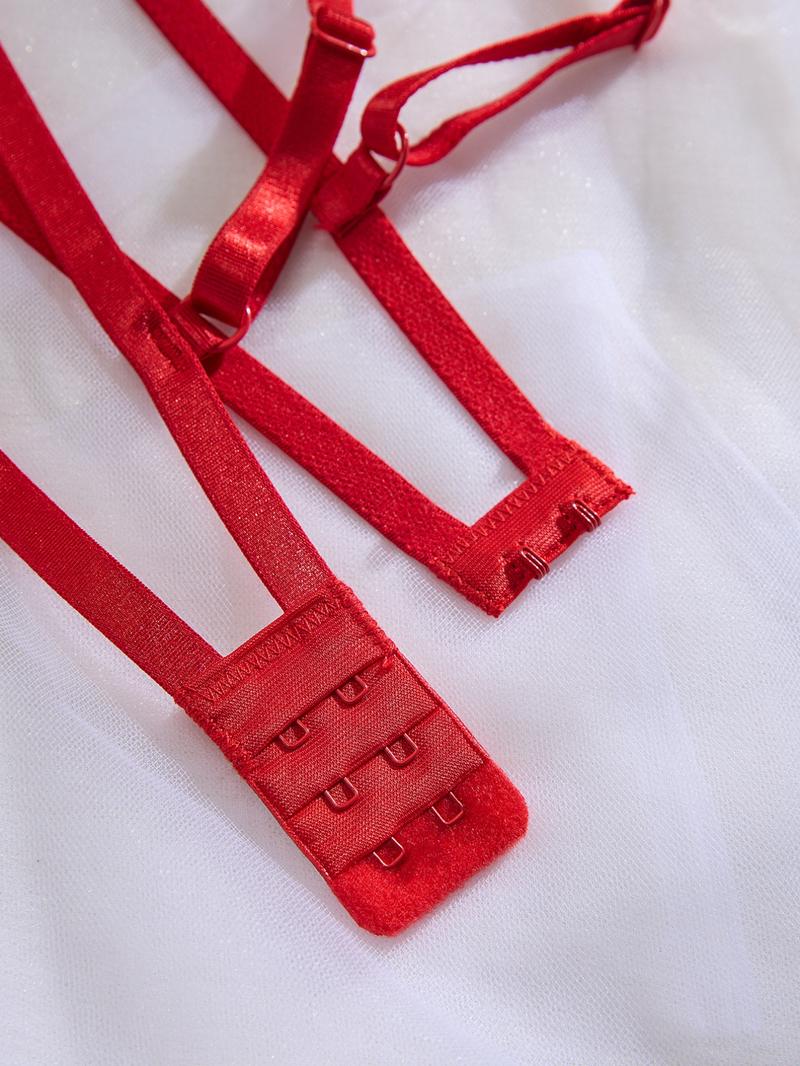 Elegant Heart Embroidered Lace Lingerie Set, Perfect Valentine's Day Gift, Sexy Underwear for Women, Trendy and Comfortable, Adjustable Bodysuit