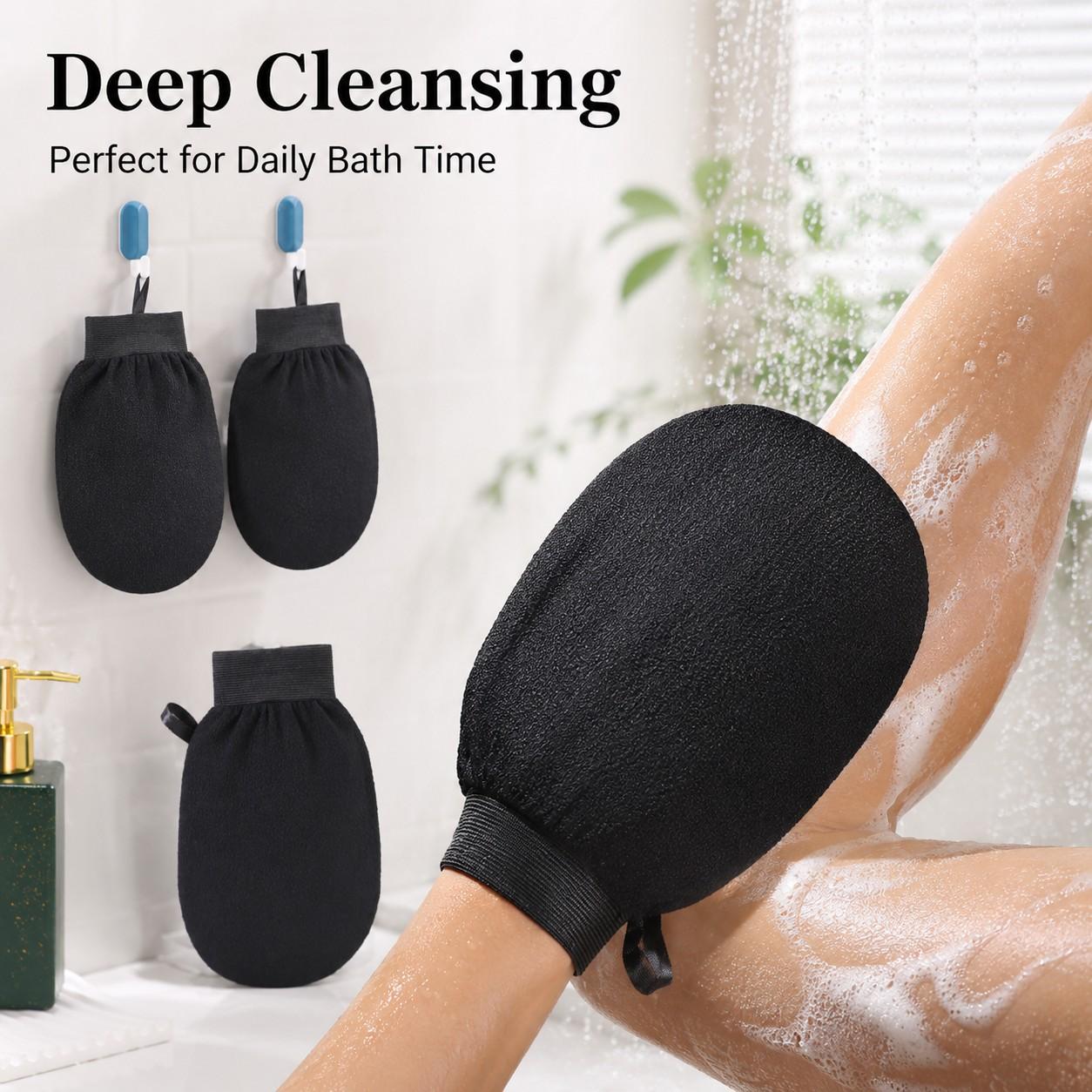 Double-Sided Exfoliating Bath Gloves, Thickened Cleaning Shower Gloves, Back Scrubber for Home Use, Pair of Bath Accessories, Body Exfoliating