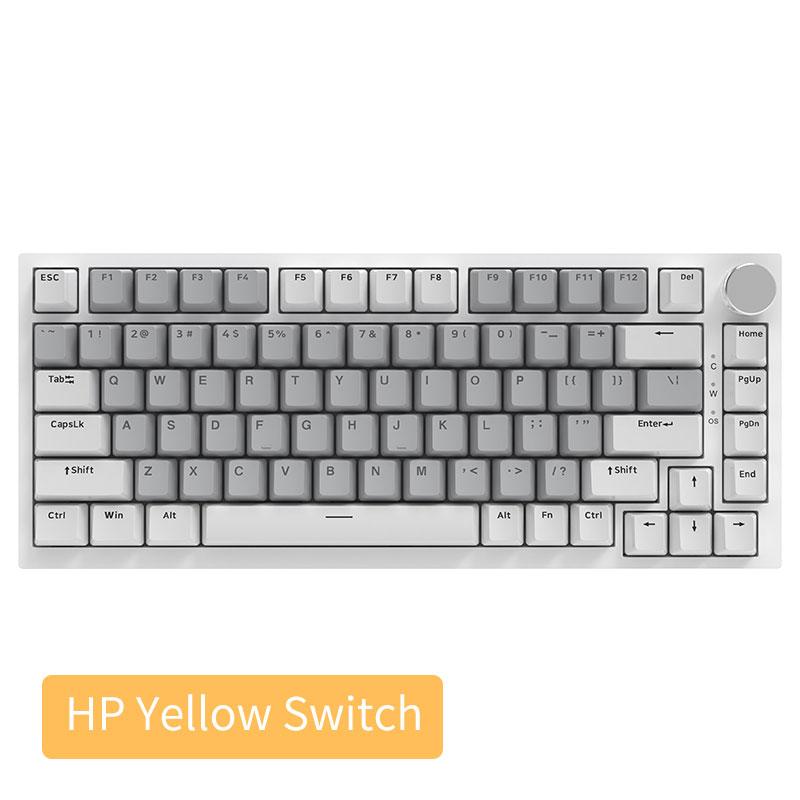 AJAZZ AK820 Mechanical Keyboard Gray and White Dual-tone Keycaps 75% Wired Office Mechanical Keyboard with White Backlight, Volume Knob, Fast Response, Full Key Hot-swapping, Comfortable Typing Experience, Suitable for Gaming, Office, and Other Multi-scen