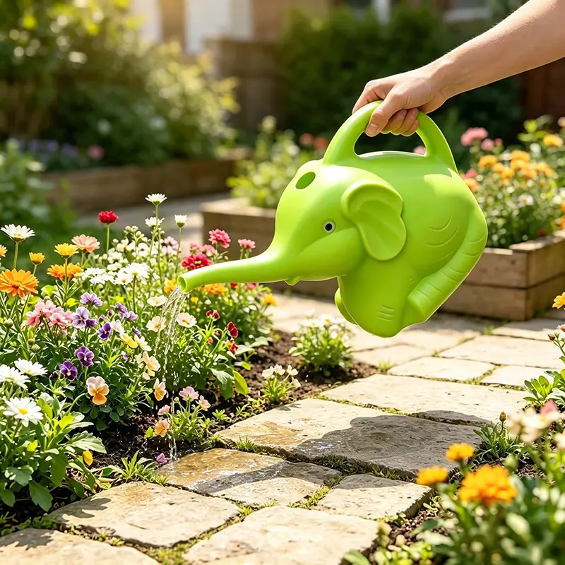 Green Elephant Animal-Theme Playful Shape Watering Can - Outdoor Watering Tool, Ideal for Poolside/Beach Water Play, Gardening, Cultivating Hands-On Skills & Curiosity