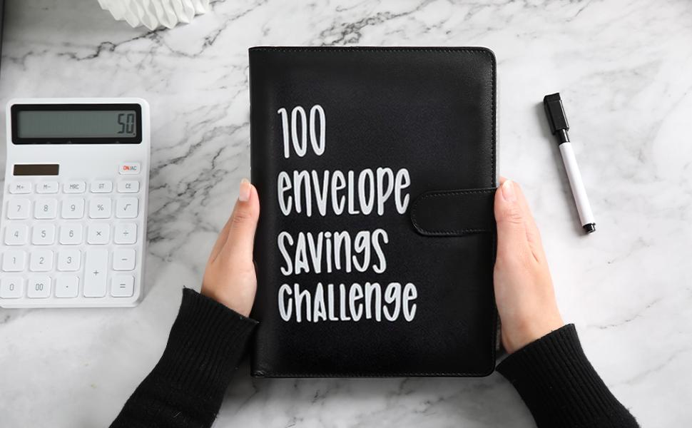 100 Envelopes Money Saving Challenge - Money Saving Binder, Savings Book with Cash Envelopes Easy and Fun Way to Save $5,050, 100 Envelope Challenge Binder for Budgeting Money Saving