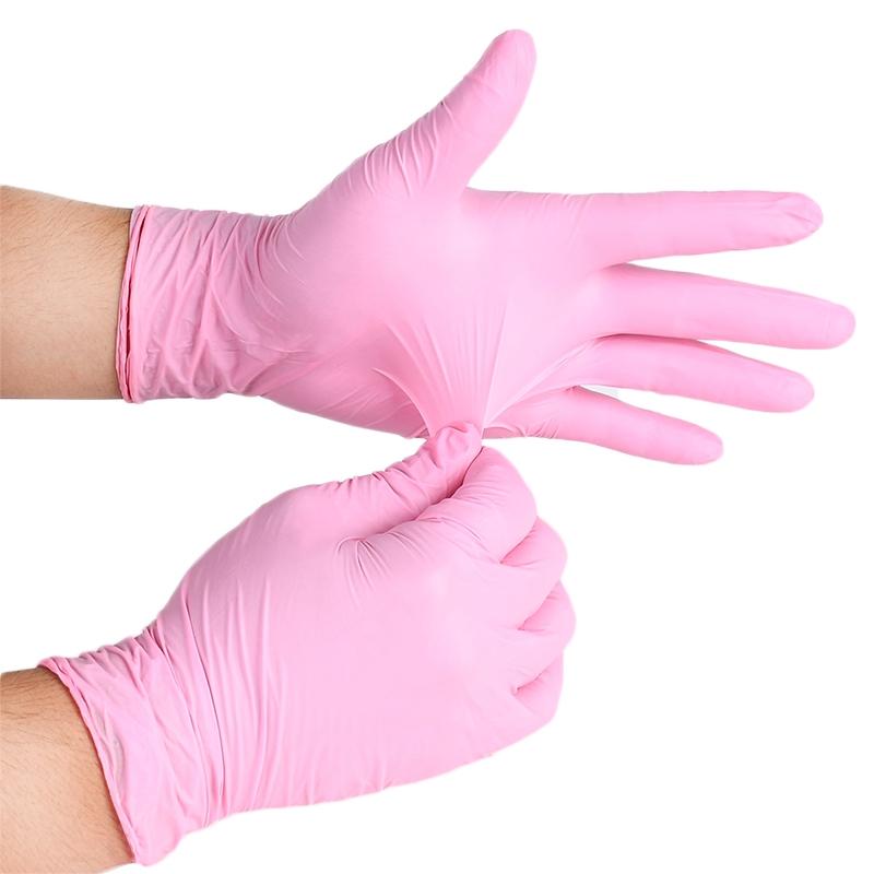 100/40/20 pcs/bag, pink disposable gloves, Work Gloves, Household Cleaning Gloves, waterproof, latex-free, powder-free, suitable for home and kitchen cleaning, nail care, hairdressing, painting and small tool use, Christmas gift, non-medical grade gloves