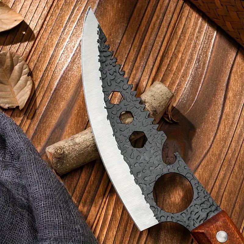 Kitchen knife boning knife, butcher knife, stainless steel handmade blade forged chef, forged, wooden handle, with gift box wooden steel