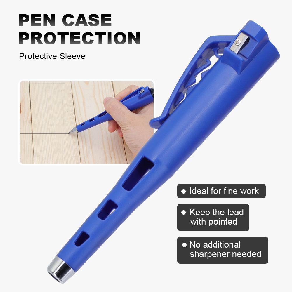 2.8mm leather grip automatic pencil, equipped with black/red replaceable refills, designed specifically for deep hole marking and drawing by carpenters and engineers (3 pens+100 refills)