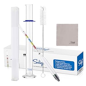SOLIGT Triple Scale Hydrometer and Glass Test Jar , Beer, Mead & Cider - ABV Measuring Alcohol FathersDayGift