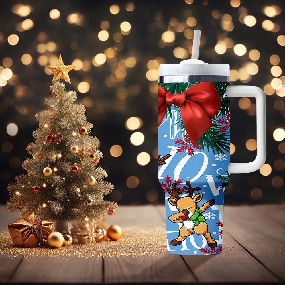 1pc Christmas water bottle, cartoon snowman, portable insulated stainless steel straw cup with handle, car mug, outdoor mug, travel mug, cup - Christmas and Valentine's Day gift, back-to-school for students (straw inside the cup).