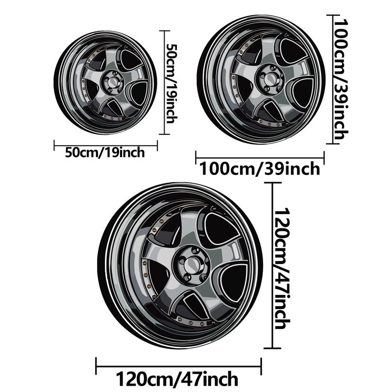 Round Creative Wheel Pattern Carpet, 1 Count Street Style Non-slip Floor Rug Mat, Geometric Pattern Rug, Decorative Carpet for Home Living Room Bedroom