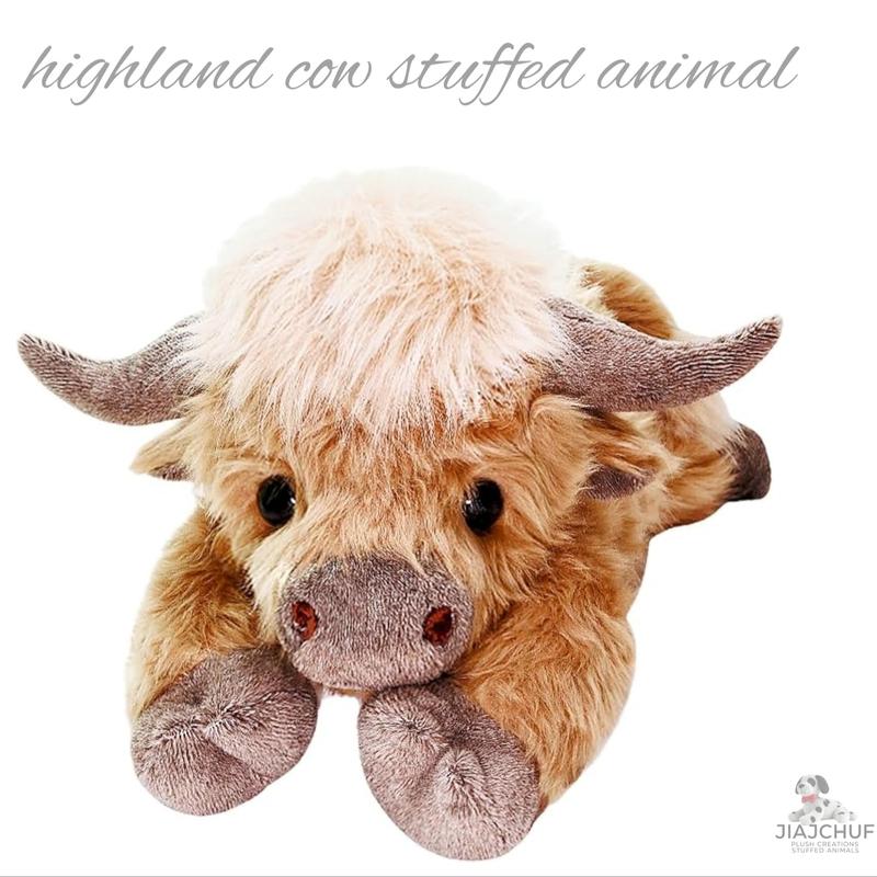 Highland Cow Plush Toy, Weightless Highland Cow Stuffed Animal, Cute Cow Design, Soft Stuffed, Comfortable Teddy Bear for Kids and Adults, Surprise Gift for Grandchildren