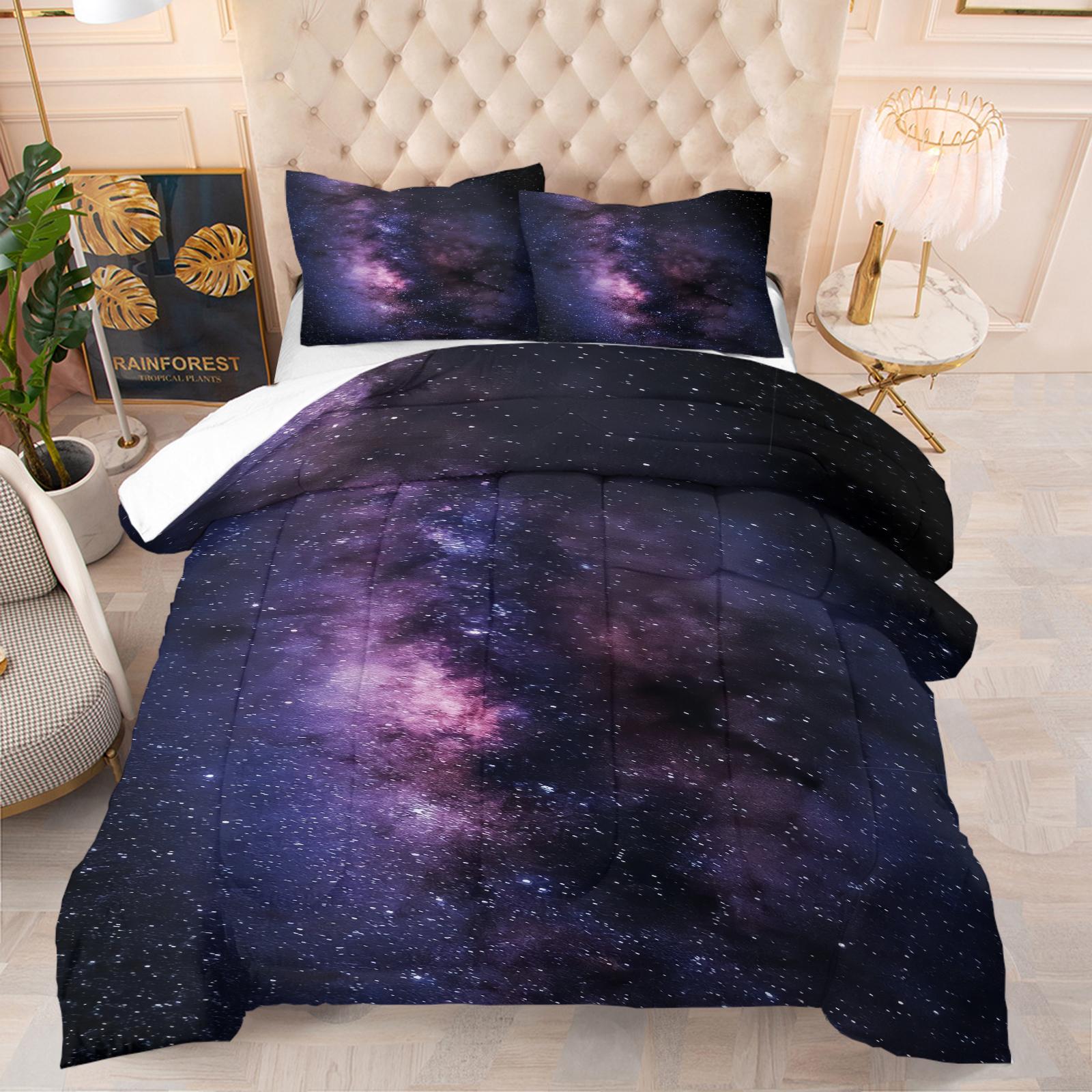 Galaxy Starry Sky Quilt Set, 1 Blanket With 1/2 Pillowcase (Excluding Pillow Core), Suitable For All Seasons Bedding In Bedrooms, Dormitories, And Guest Rooms, Suitable For Teenagers And Adults