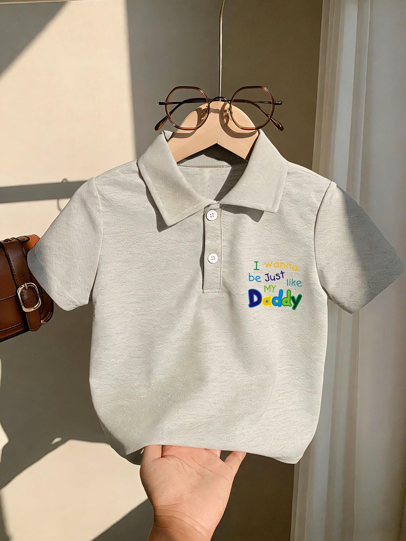 Boys' Growth Message Polo Shirt, Breathable and Comfortable, Ideal for School, Family Outing, Casual Wear, Durable and Sweat-Resistant