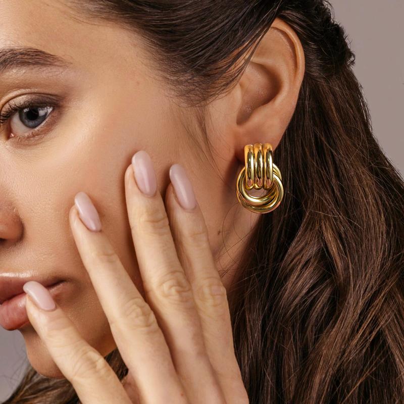 Aprilery Geometric Earrings for Women, Chunky Dangle Earrings Trendy Vintage Statement Earrings Dupes Jewelry for Women