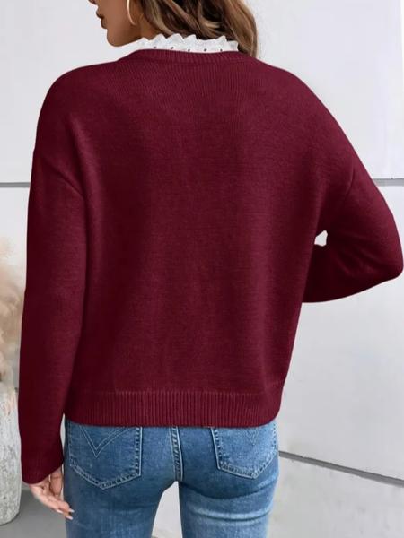 Elegant Women's Knit Sweater, V Neck Pullover, Casual Style, Fitted Design, Suitable for Fall & Winter, Versatile College & Office Wear Elegant Women's Knit Sweater, V Neck Pullover, Casual Style, Fitted Design, Suitable for Fall & Winter, Versatile College & Office Wear