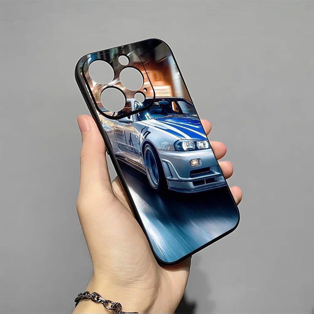 Personalized Print S-Skyline GTR Phone Case, Soft Silicone Black Multi-Models Cover for iPhone 11-17 Pro Max/Plus & Samsung Galaxy S23-S25, High-Detail Shockproof Protective Mobile Accessory