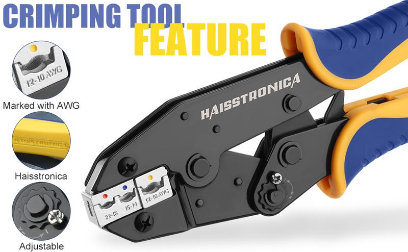 haisstronica Crimping Tool for Insulated Electrical Wire Connectors-AWG 22-10 Ratchet Crimper Tools-Racheting Wire Crimping Tools-Available for Insulated Connectors and Wire Terminal HS-9327,Father's Day Gift