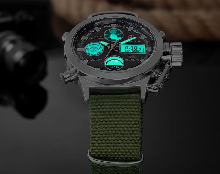 Classic Sporty Dual Movement Watch, Quartz Multifunctional Watch, Stopwatch, Alarm, Waterproof Casual Watch, Trendy Design