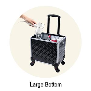 3 in 1 Rolling Makeup Train Case Large Cosmetic Trolley Salon Barber Case for Make Up Hairstylists Nail Tech Aluminum Makeup Trolley Case