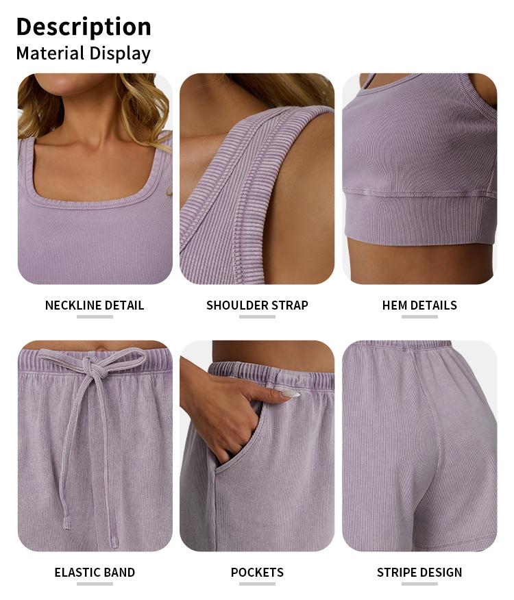 AUTOMET Fade Craft Casual Acid Wash Set Womes 2 Peices Outfits Tank Top Spring Basic Shorts Y2K Comfortable Set -No Bleach or Detergent Needed! SpringStatements