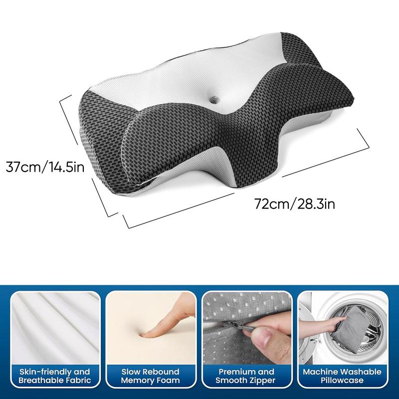 28" Extra Wide Ultra Comfortable Neck Pillow, 2 Contoured Heights for Side Sleepers, High-Quality Ergonomic Memory Foam Pillow for Sleeping, Washable and Breathable Cover, Suitable for Back and Stomach Sleepers, Valentine's Day