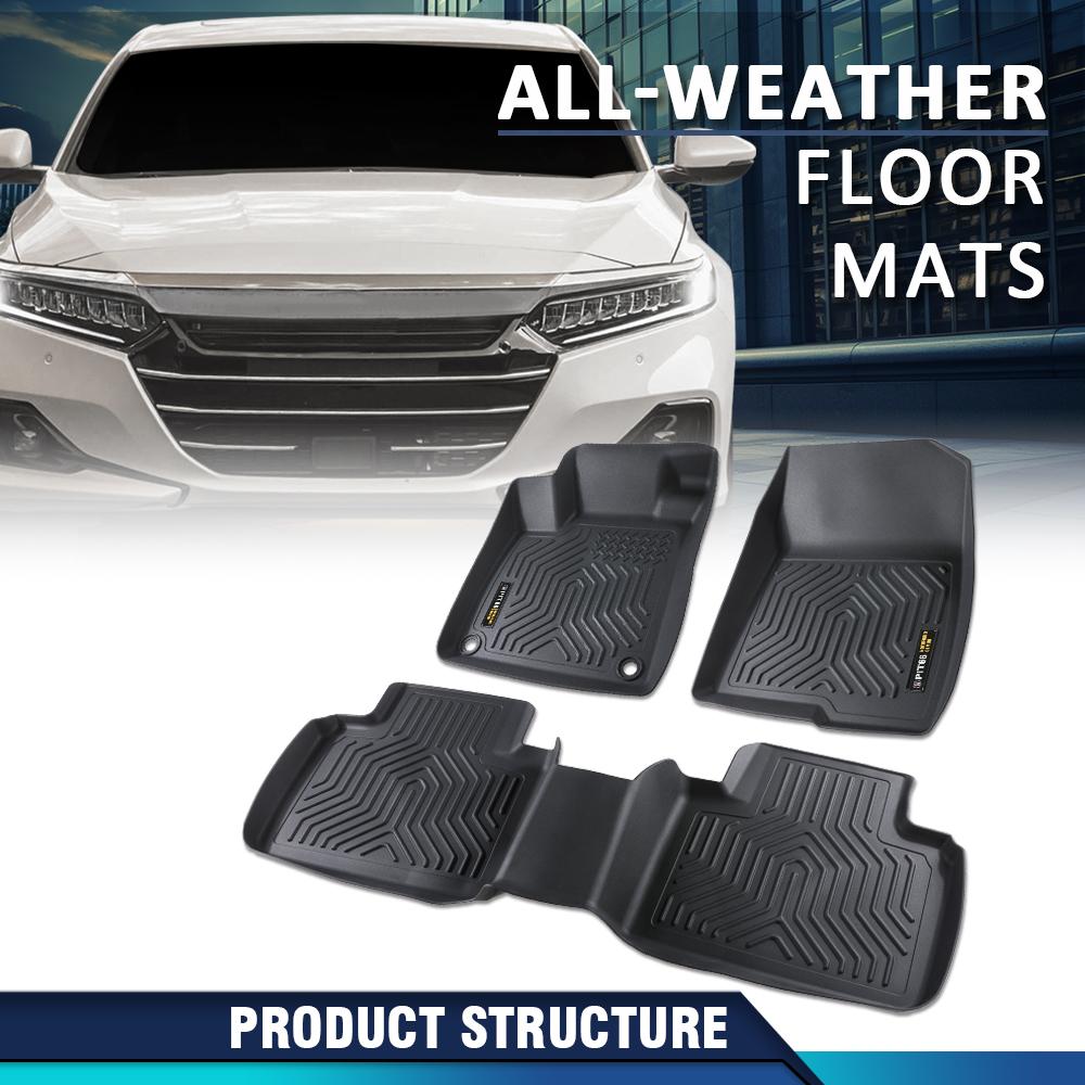 CROSSDESIGN 3pc Floor Mats Waterproof Tpe Protection Liners Fit For 2018-2022 Honda Accord Sedan Models