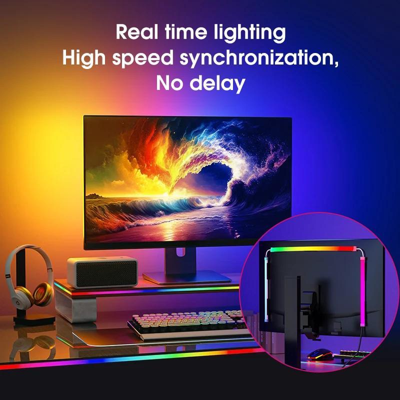 Ntaanoo 2026 USB Powered LED RGB Color Changing Strip Light with App Control Real-time Sync for TV Computer Bedroom Living Room Night Lamp Decorative LED TV Background Light