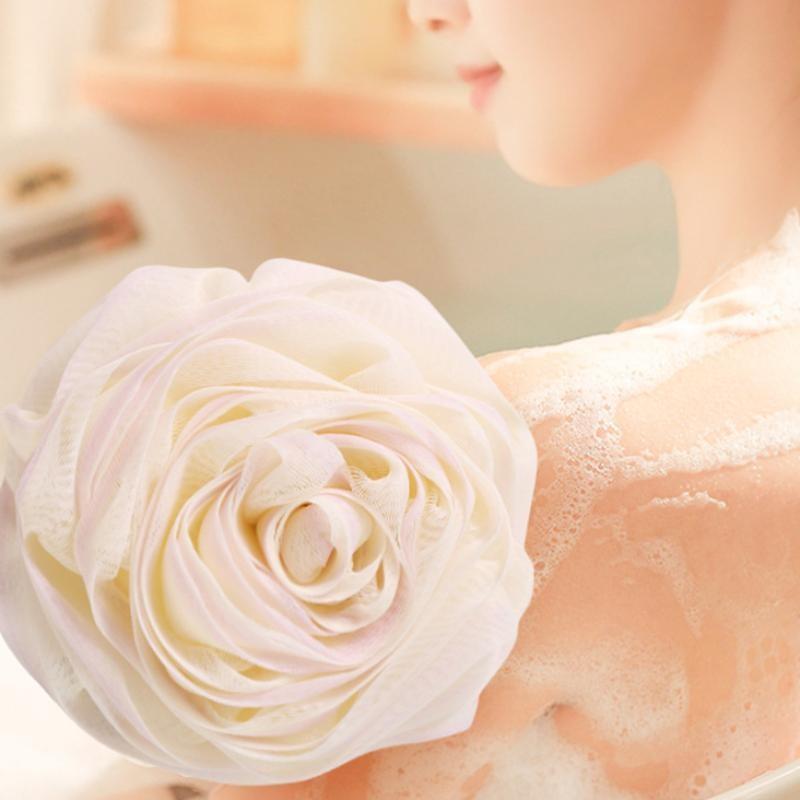 Gradient Ribbon Bath Ball Set, Large Lotus Shape Sponge, Exfoliating Bath Accessory, Ideal for Smooth Skin, Spa and Shower Use