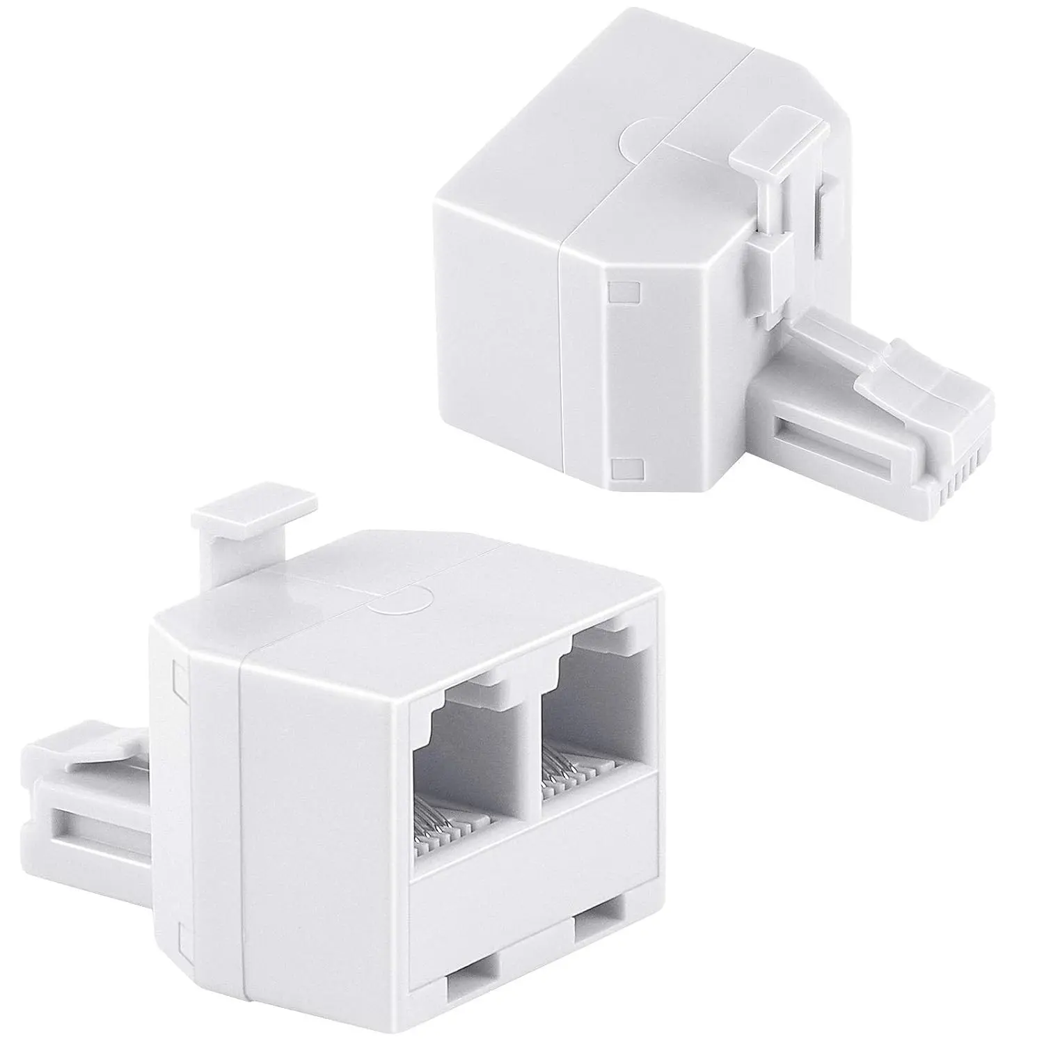 Phone Jack Splitter 1 to 2, Duplex Wall Adapter, 2 Pack, WhiteGift