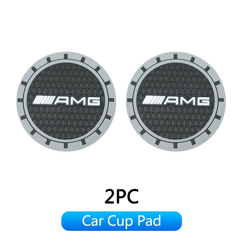 2pcs Car Coaster Water Cup Mat, Non-Slip Pad Accessories for Mercedes-Benz Amg, Compatible with W205, W213, W177, W247, W176, C180, W167, Cle, Gla