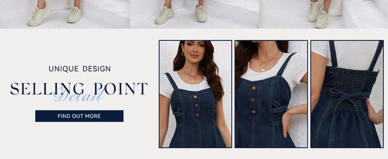 CHARTOU Women's Summer Strap Long Dress Elegant Strap Back Smoked A-line Long Dress Cowboy Dress