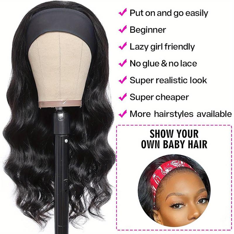 Bling Hair Headband Wig Body Wave Human Hair Wigs Glueless Brazilian Remy Human Hair 150% Density Full Machine Made Easy to Wear TikTokShopBlackFriday