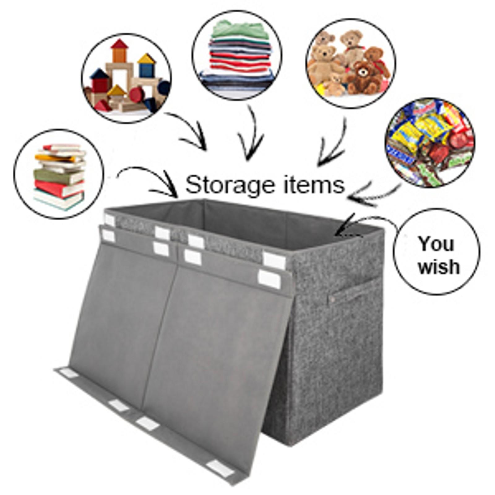 Linen Pink Collapsible Kids Toy Box Chest with Flip-Top Lid - 25"x13"x16" Indoor Furniture Organiser, Shelf-Compatible Decor Basket for Nursery, Laundry Storage, Fabric, Room Decor