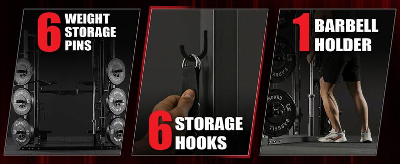 Smith Machine, Power Cage with Functional Trainer and Vertical Leg Press Attachment, All-in-one Power Rack Squat Rack for Home Gym Lat Pulldown System Strength Training Equipment Push Up Stand