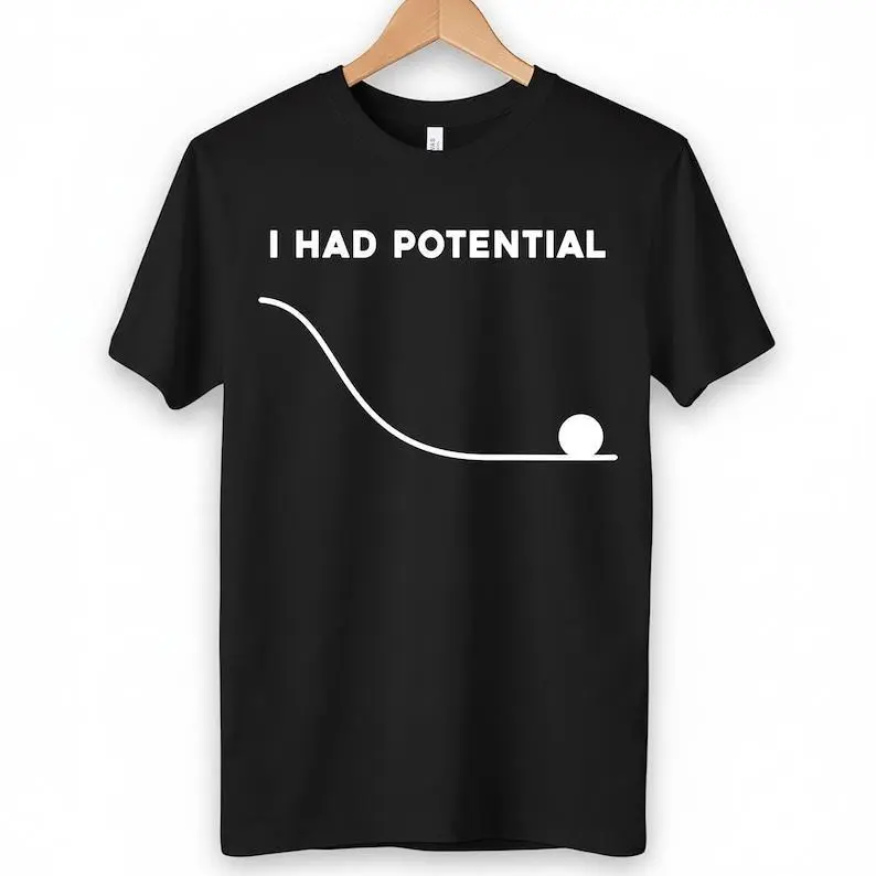 Men's Project Hail Mary "I Had Potential" Graphic T-Shirt - Menswear Top, Seamless, Short-Sleeve, Cotton Fabric, Round Neck, Soft, Smooth, Foldable, Casual