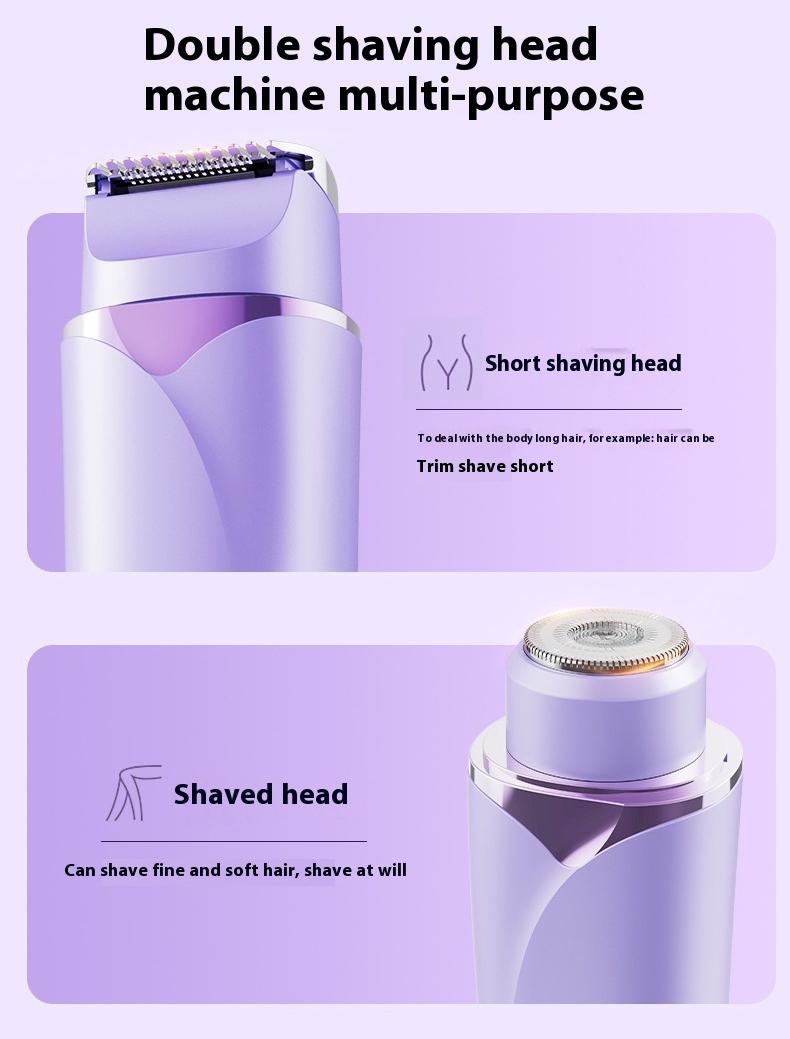 3D Floating Blade Electric Hair Remover & Bikini Trimmer for Women - Wet/Dry Use Body Legs Underarms - Dual Head Rechargeable Travel Size