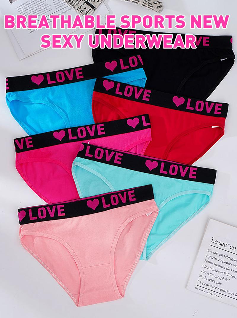 24-Pack LOVE Waistband Briefs,Women's Cotton Panties,Sexy Low-Waist Solid Color Briefs,Comfortable And Breathable Sports UnderwearComfortable And Breathable Sports Underwear SpringStatements