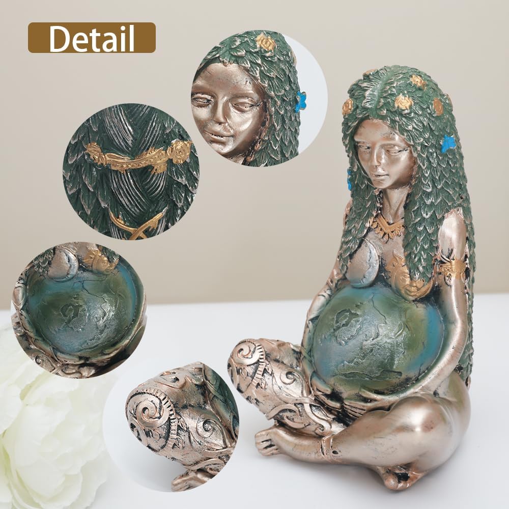 Goddess Statue, Gaia Statue Mother Earth Nature Moon Statues  Decor |  Yemaya Statue  Witchy  Figurine  Room Decor Garden Decoration Earth Day Decoration