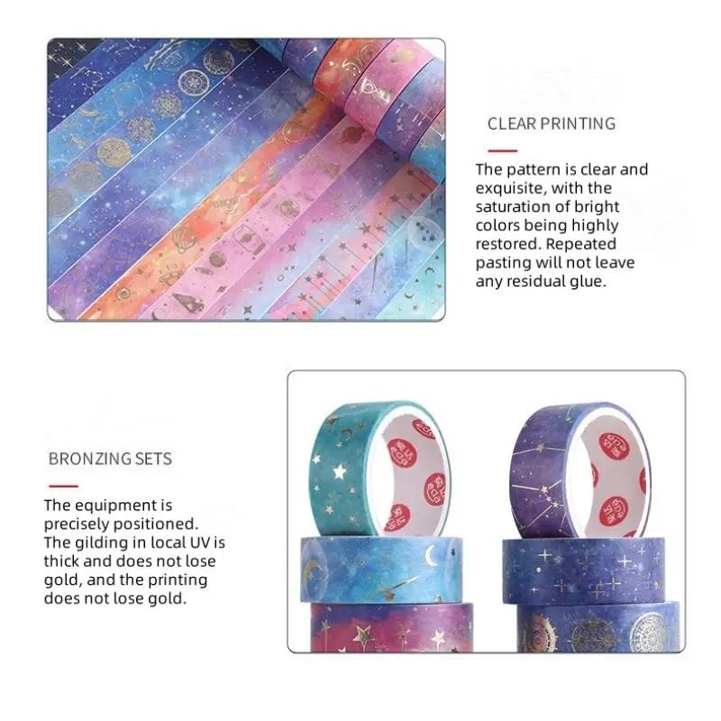 Starry Sky Themed Washi Tape Set for Gift, 12 Rolls/box Handbook DIY Decoration Aesthetic Sticker, Scrapbooking & Journal Making Material Gift for Student