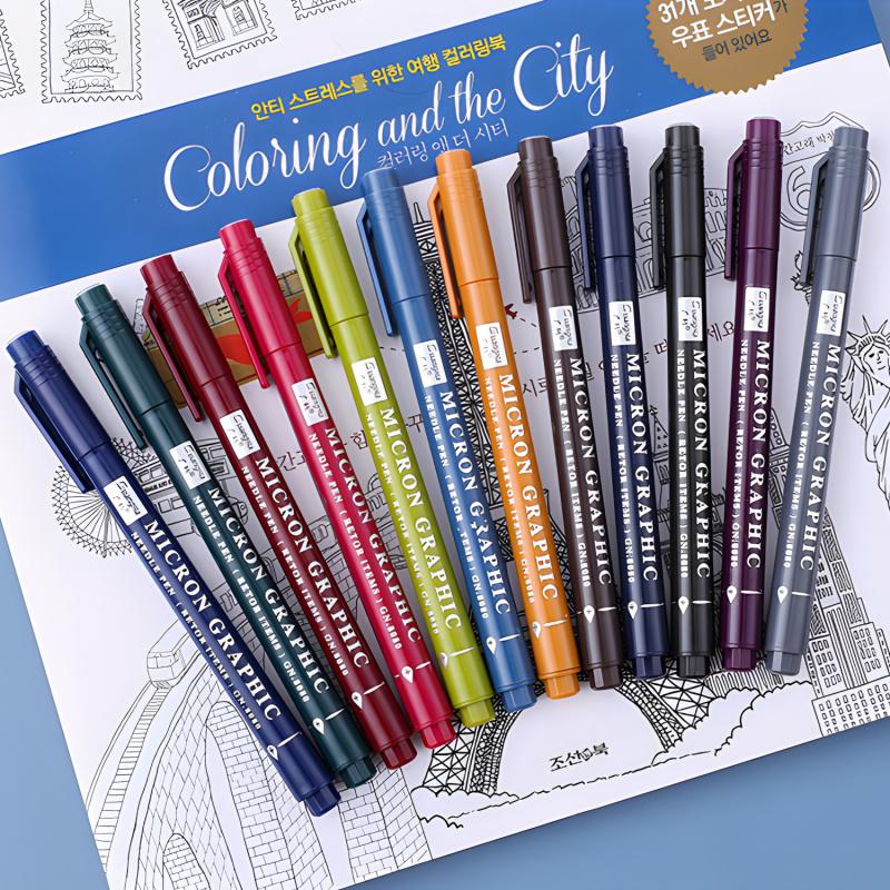 12 Colors 0.5 Micro, Fineliner Pen Set Ink, Fine Point Pen, Fine Tip Markers, Multi-liner, Sketching, Anime,Artist Illustrating/Technical Drawing,Office Documents