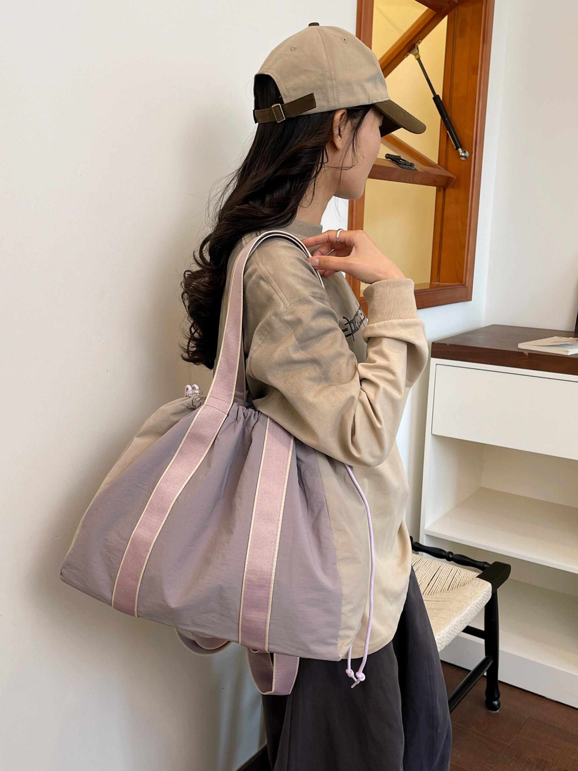 Minimalist Nylon Crossbody Bag, Adjustable Drawstring Closure, Versatile Shoulder & Handbag, Unisex Design, Daily Commute & Leisure