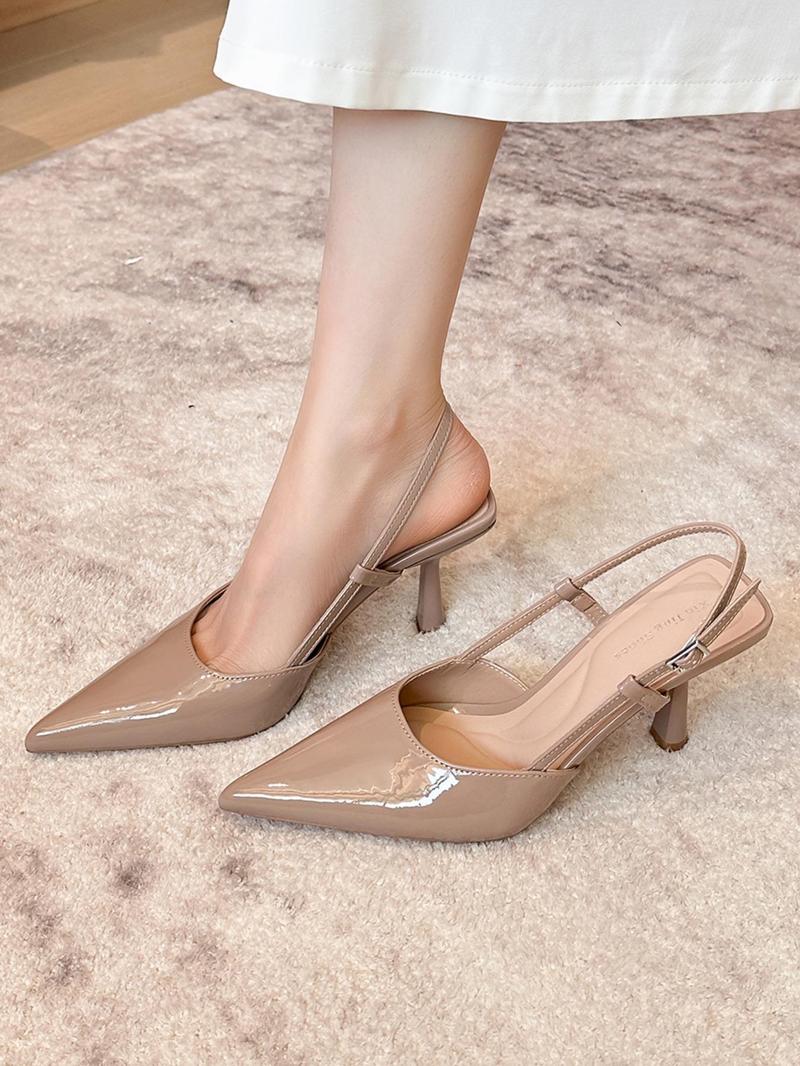 Fashionable Pointed Toe Back Empty High Heel Single Shoes, Fashionable Heeled Sandals, Elegant Stiletto Heels for Party, Daily Clothing Decor, for Women & Girls, Footwear