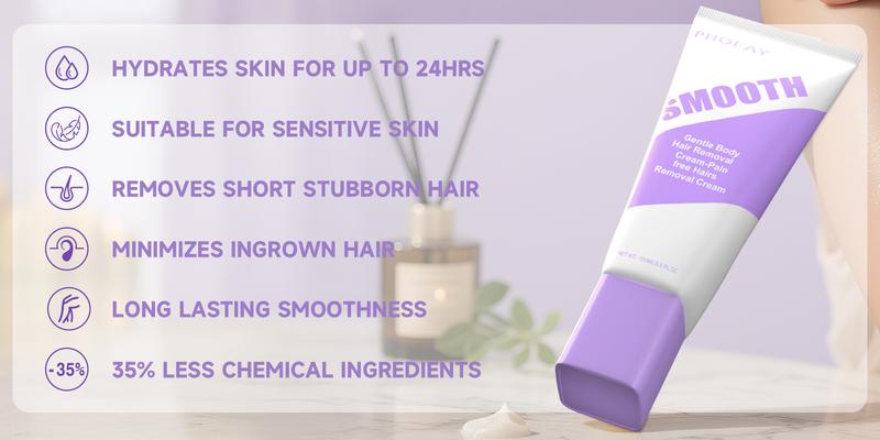 PHOFAY Gentle Body Hair Removal Cream - Painless & Smooth for Sensitive Skin | All Over Body Use | 100ml PHOFAY Gentle Body Hair Removal Cream - Painless & Smooth for Sensitive Skin | All Over Body Use | 100ml