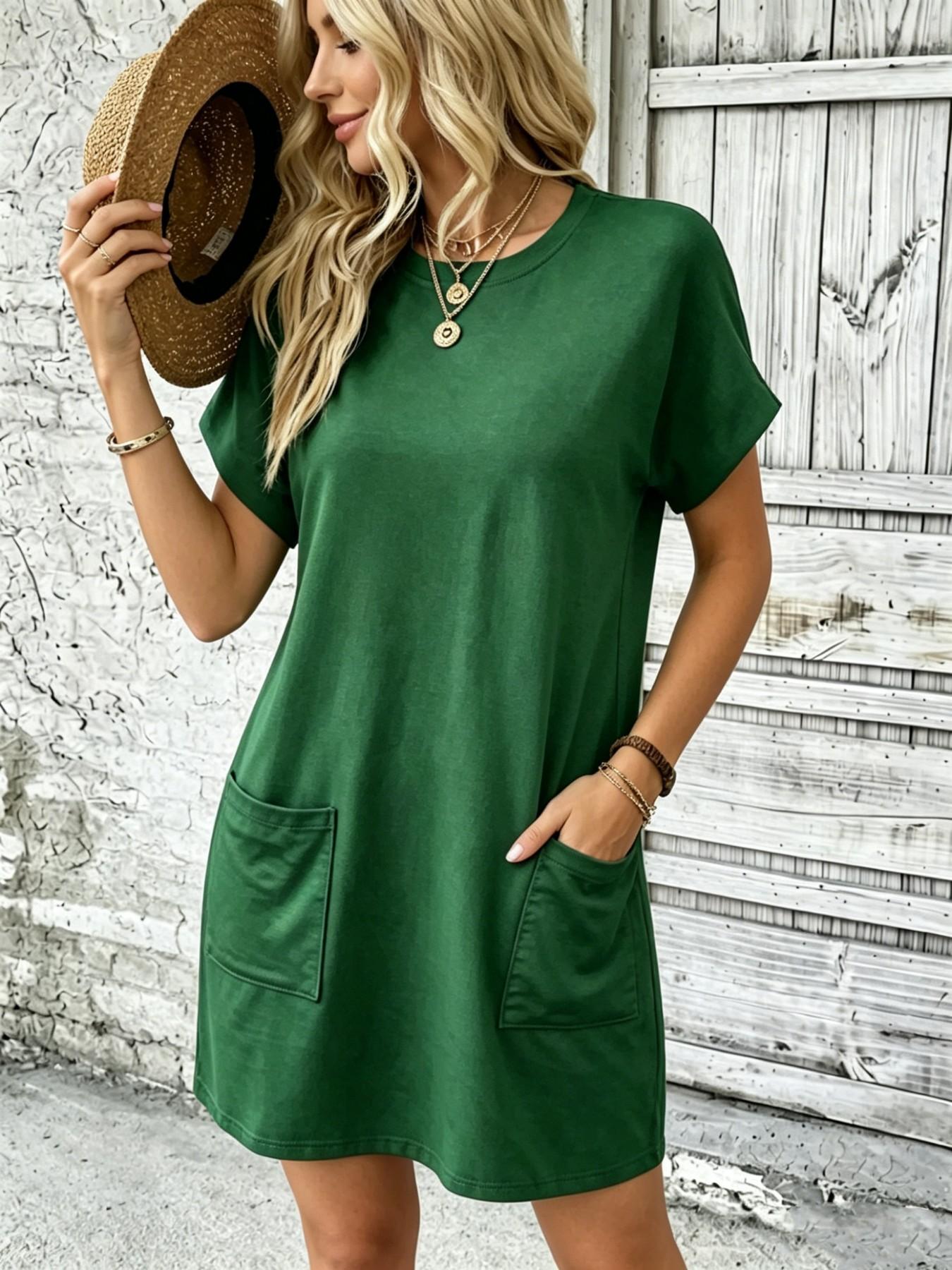 Effortless Loose Minimalist Round Neck T-Shirt Dress, Ultimate Comfort Fabric, Perfect for Daily Wear, Casual Wear, Easy to Style