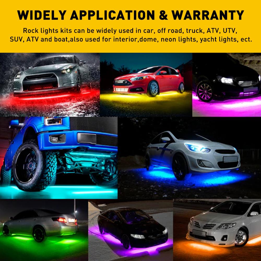 AUXITO RGB LED Strip Under Car Tube Underglow Underbody System Neon Light Lamp Kit