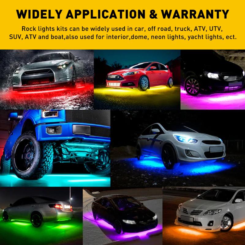 AUXITO RGB LED Strip Under Car Tube Underglow Underbody System Neon Light Lamp Kit