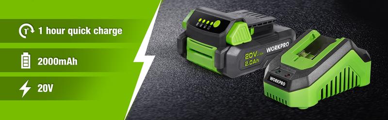 #JumpstartSale WORKPRO 20V Cordless Impact Wrench, 1/2-inch, 320 Ft Pounds Max Torque, 2.0Ah Li-ion Battery with Fast Charger, Belt Clip for Easy Carrying